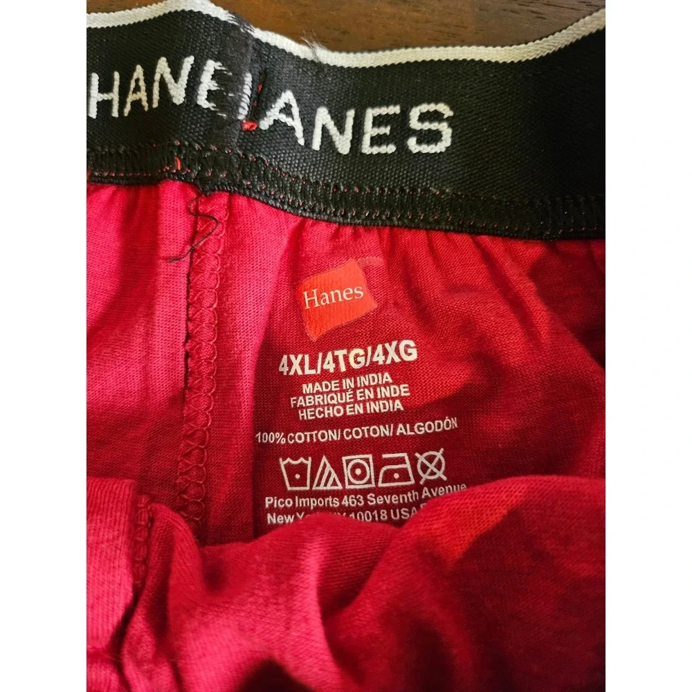 Hanes Pajama Shorts Men 4XL Black Red 2 Pack Cotton Knit Drawstring Lounge